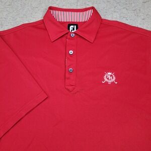 Pinehurst FootJoy‎ Golf Polo Shirt Mens Large Red Short Sleeve Performance
